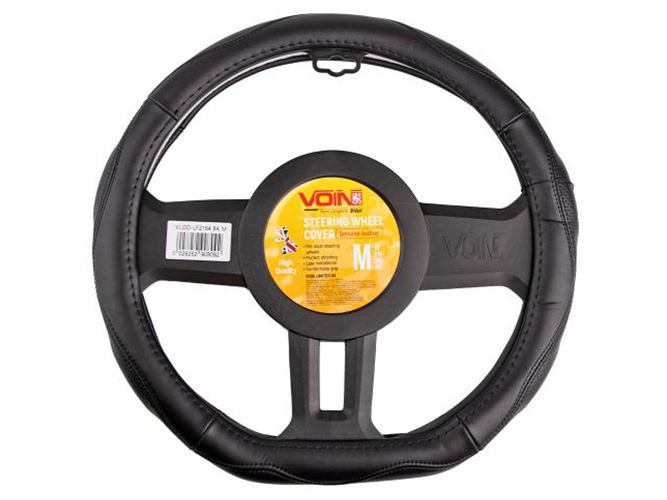 Чехол на руль черный, кожа, flat (VLOD-LF2164 BK M)