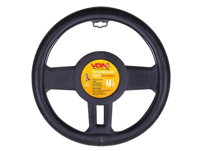 Чехол на руль VLOD-L2170 BK M черный, кожа, один шов (VLOD-L2170 BK M)