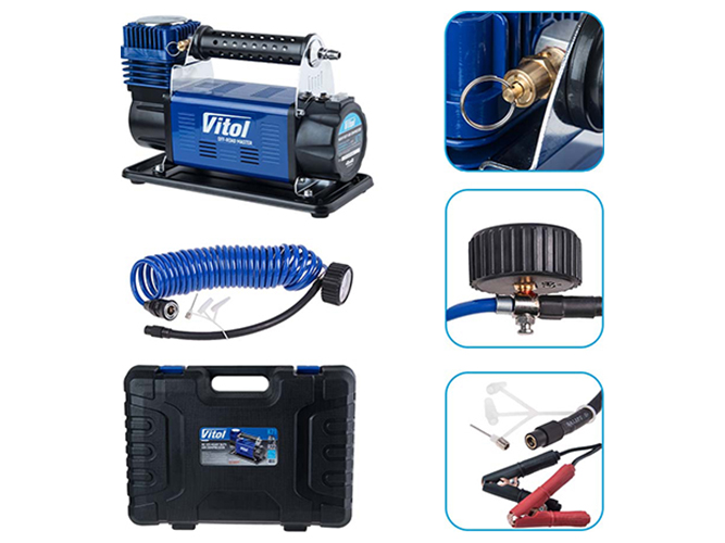 Компрессор Vitol К-71 OFF ROAD MASTER, 150psi, 50Amp, 160л, шланг 7,5м, клеммы
