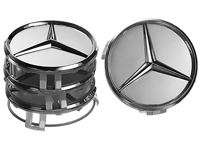 Заглушка колісного диска Mercedes, 75x70, сірий, ABS пластик, без кільця, 53526, 4шт