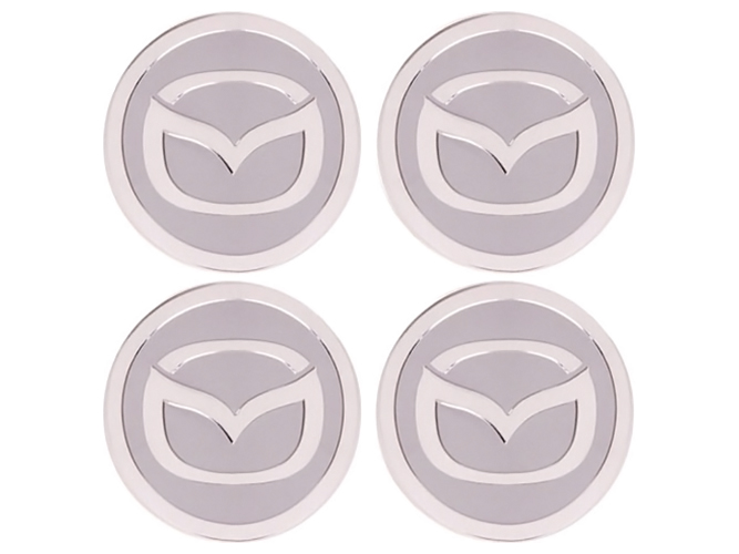 Наклейки на колпаки MAZDA, 6см, серые, 4шт
