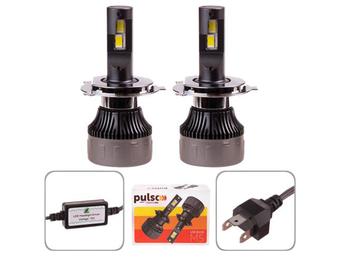 Лампы Pulso M5, H4, LED-chips CSP, 9-16v, 2x100w, 26000Lm, 6500K