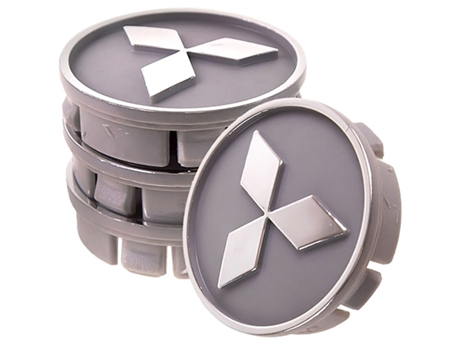 Заглушка колесного диска Mitsubishi, 60x55, серый, ABS пластик, 53986, 4шт