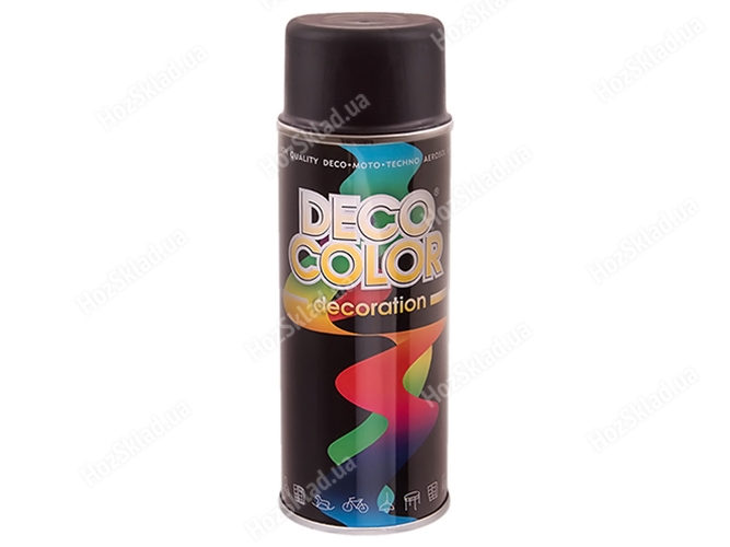 Фарба аерозольна Deco Color Decoration, чорний блиск, 400мл