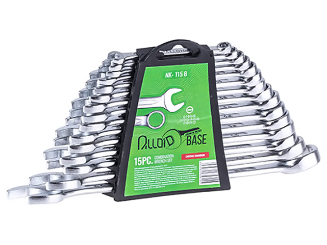 Набір комбінованих ключів Alloid, NK-115 (ціна за набір 15 предметів)