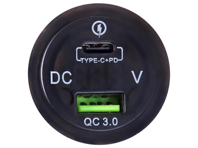 Автомобильное зарядное устройство для USB, 5-12V3.0A + TYPE-C+PD 12-24V, врезное в планку + вольтмет