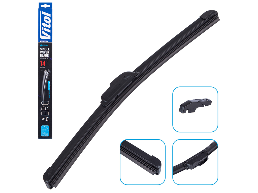 Щетка стеклоочистителя бескаркасная VITOL AERO 14" 35см (VB-14350)
