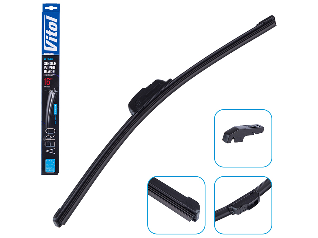 Щетка стеклоочистителя бескаркасная VITOL AERO 16" 40см (VB-16400)