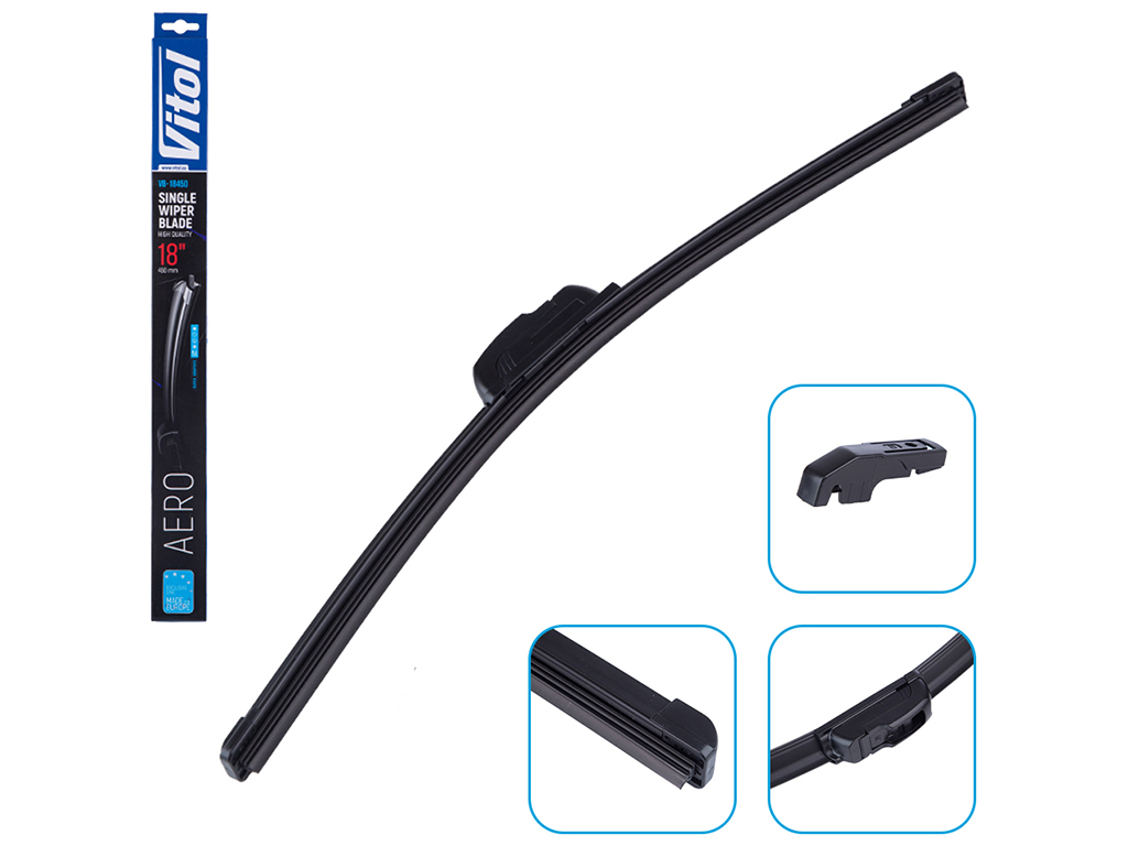 Щетка стеклоочистителя бескаркасная VITOL AERO 18" 45см (VB-18450)