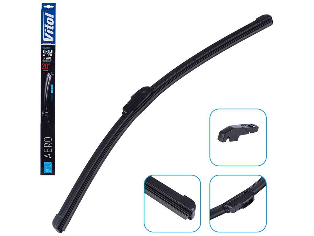 Щетка стеклоочистителя бескаркасная VITOL AERO 20" 50см (VB-20500)