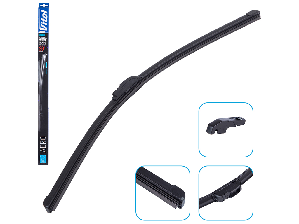 Щетка стеклоочистителя бескаркасная VITOL AERO 26" 65см (VB-26650)