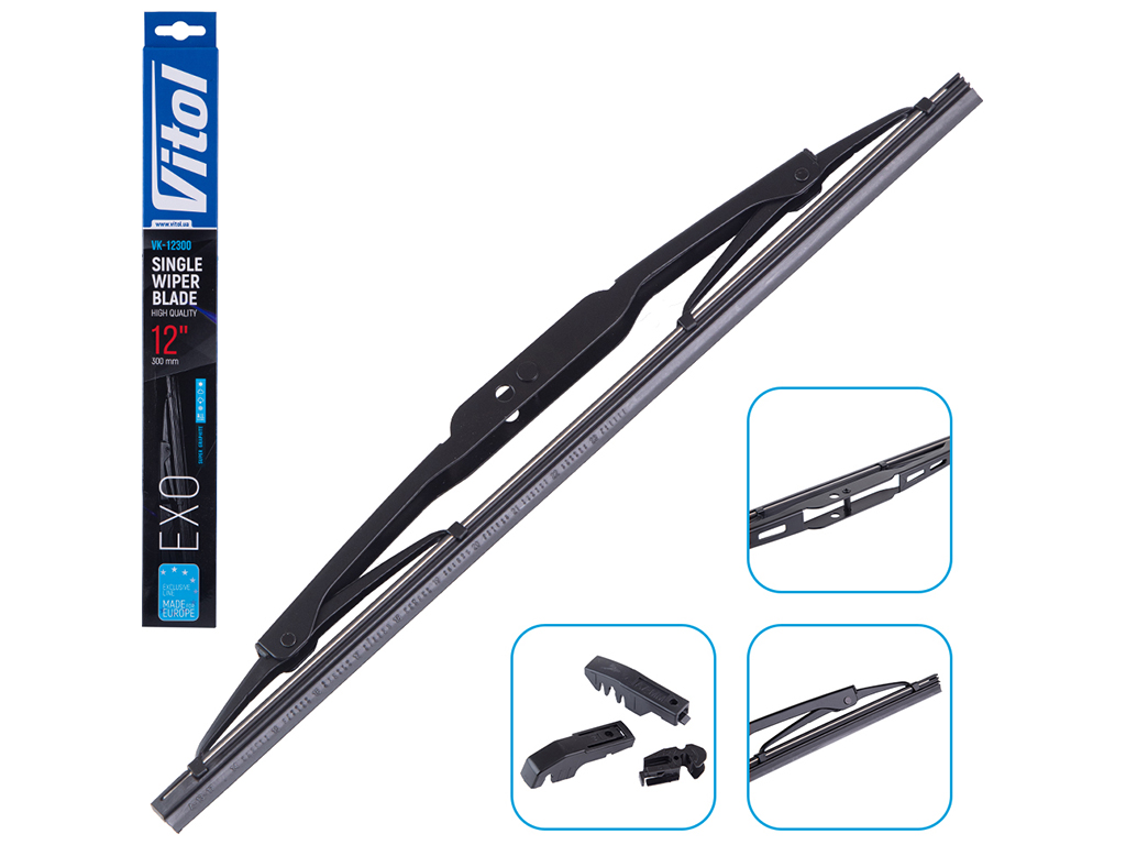 Щетка стеклоочистителя каркасная VITOL EXO 12", 30см (VK-12300)
