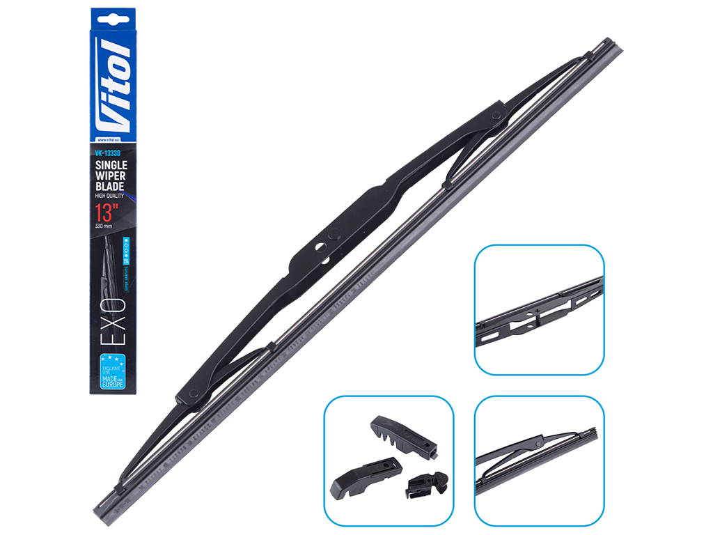 Щетка стеклоочистителя каркасная VITOL EXO 13", 33см (VK-13330)
