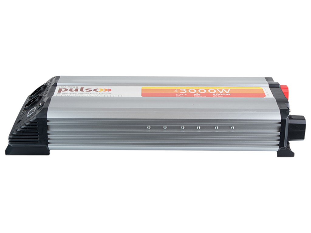 Преобразователь напряжения Pulso ISU-3000/12V-220V/3000WLCD/USB-5VDC2.0A, синусоидная волна, клеммы