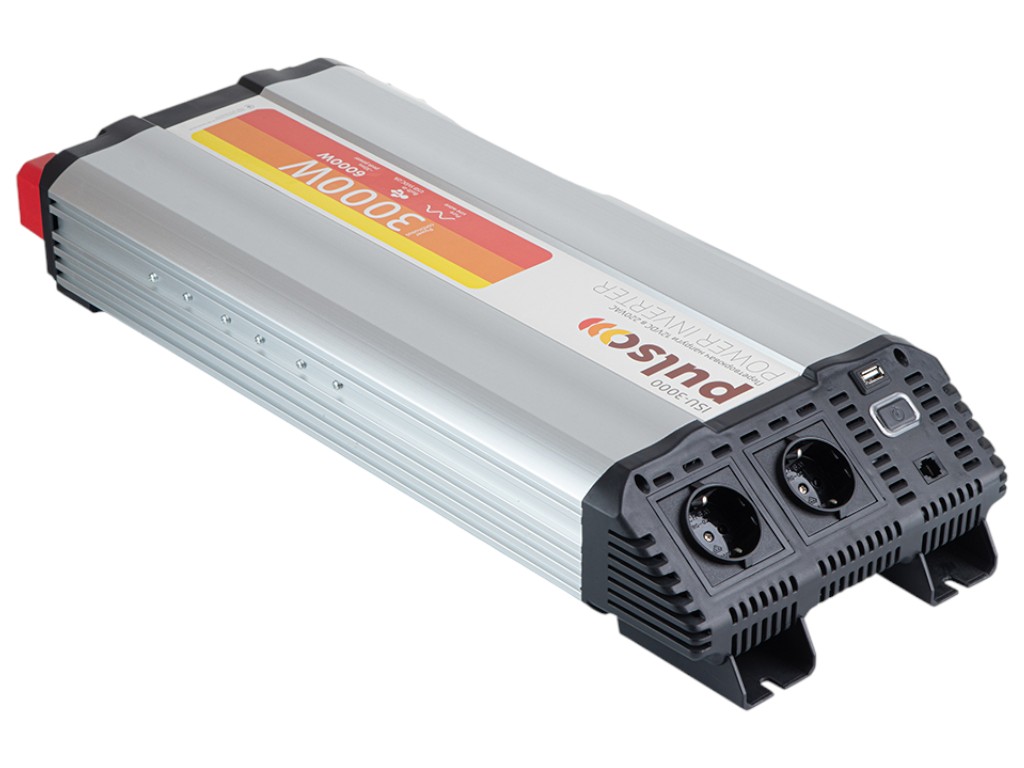 Преобразователь напряжения Pulso ISU-3000/12V-220V/3000WLCD/USB-5VDC2.0A, синусоидная волна, клеммы