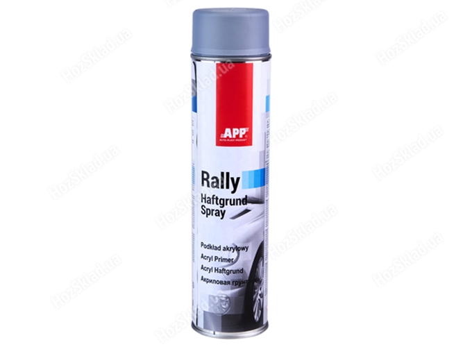 Фарба аерозольна APP Rally Haftgrund Spray, грунт сiрий, 600мл, 210116