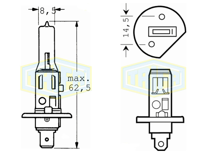 Лампа автомобільна галогенна для фари Trifa H1, 24V, 100W Chroma, цоколь P14,5s (01630)