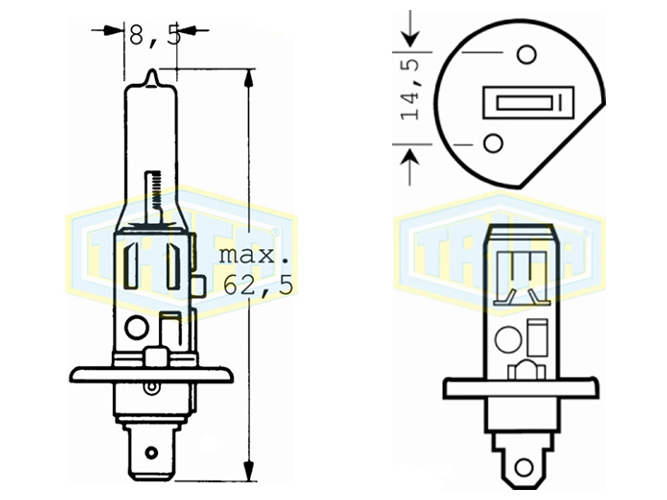 Лампа автомобільна галогенна для фари Trifa H1, 12V, 55W Season, цоколь P14,5s (11655)