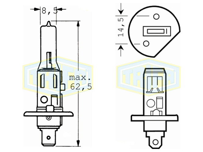 Лампа автомобильная галогенная для фары Trifa H1, 24V, 70W Chroma, цоколь P14,5s (31656)