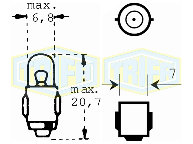 Лампа автомобильная индикаторная Trifa 24V, 3,0W, цоколь BA7s (00109)