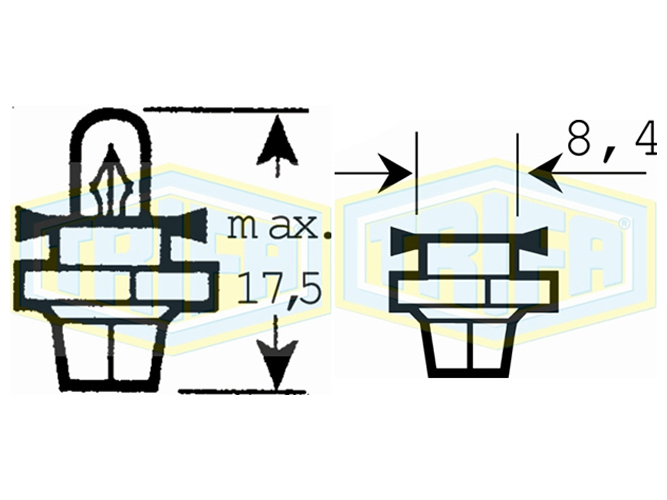Лампа автомобильная с клиновидным цоколем Trifa, 12V, 1,3W, цоколь BX8,4d (02716)