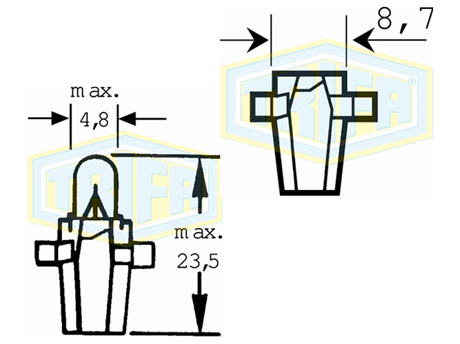 Лампа автомобільна з клиновидним цоколем Trifa, 12V, 2W, B8,7d (02732)