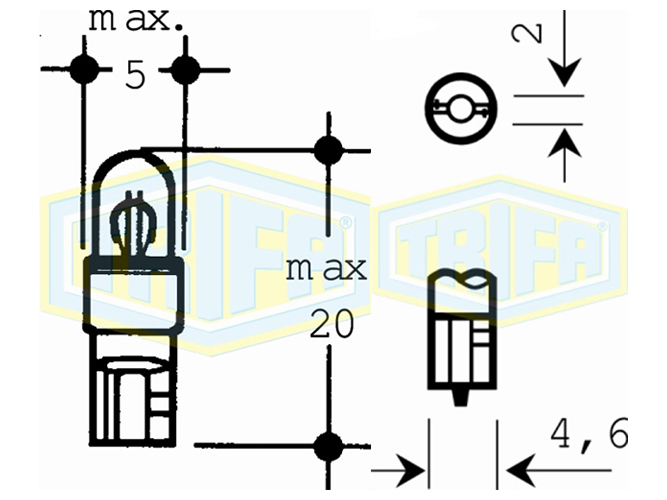 Лампа автомобільна з клиновидним цоколем Trifa, 24V, 1W, цоколь W2x4,6d (02714)