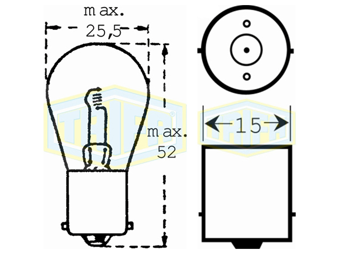 Лампа автомобільна прожекторна Trifa, 24V, 25W, цоколь BA15s (00404)