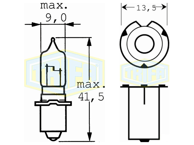 Лампа автомобільна для фари мотоцикла Trifa HS2, 12V, 15W, цоколь PX13,5s (00412)