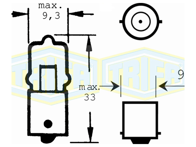 Лампа автомобильная мини - ваттная галогенная Trifa, 12V, 5W, цоколь BA9s (01639)