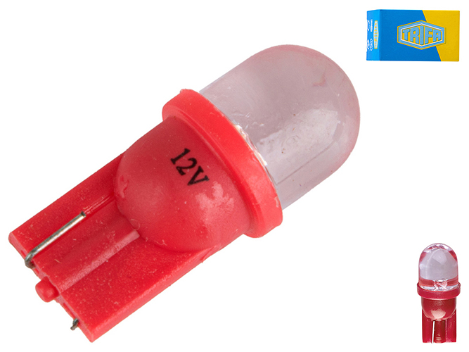 Лампа автомобильная светодиодная LED с пластиковым цоколем Trifa, 12V, 0,27W, T10 20mA, цоколь W2,1x