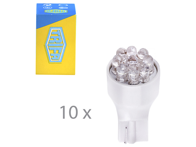 Лампа Светодиодная LED с пластиковым цоколем Trifa 12V 0,81W W2,1x9,5d T15 60mA 9led white 