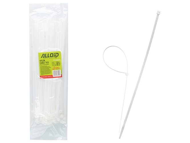 Хомут пластиковий Alloid, 4,8х300мм, 100шт, білий (PC-48300 W)