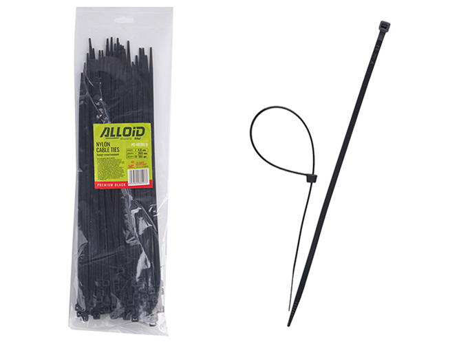 Хомут пластиковый Alloid, 4,8х300мм, 100шт, черный (PC-48300 B)