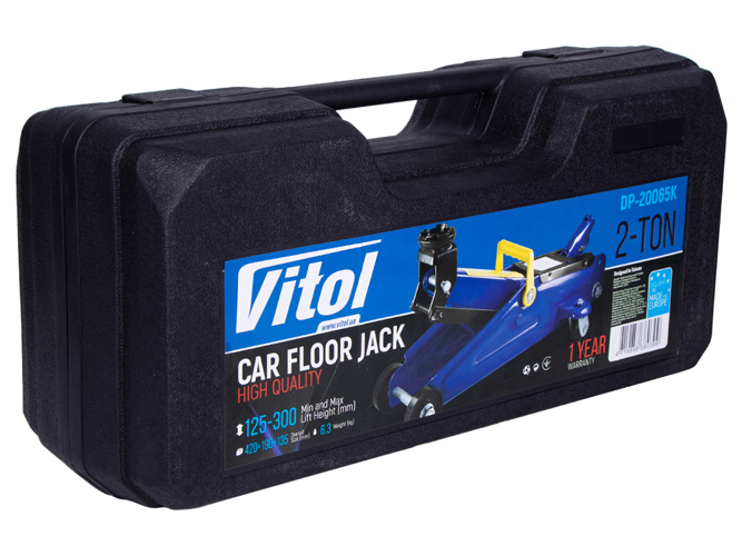 Домкрат гидравлический подкатной Vitol 2т, высота подъема 12,5 - 30см, 6,3кг (DP-20065K)