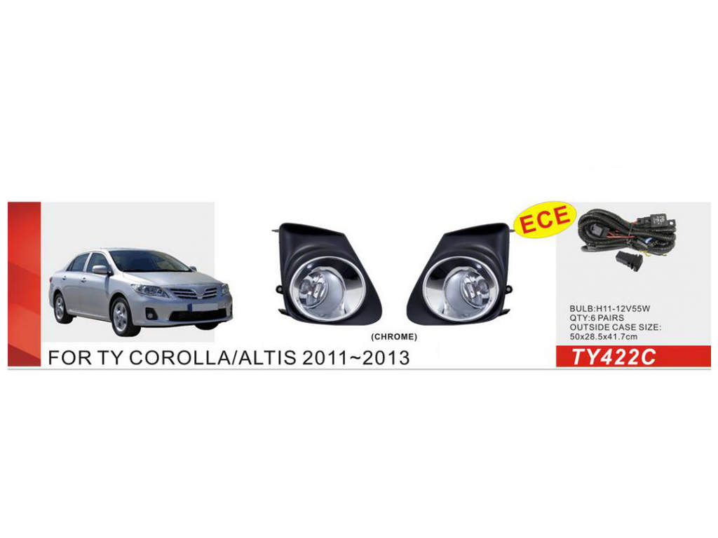 Фары дополнительные DLAA TY-422C, для Toyota Corolla (2010-2013), H11, 12V, 55W, с проводкой