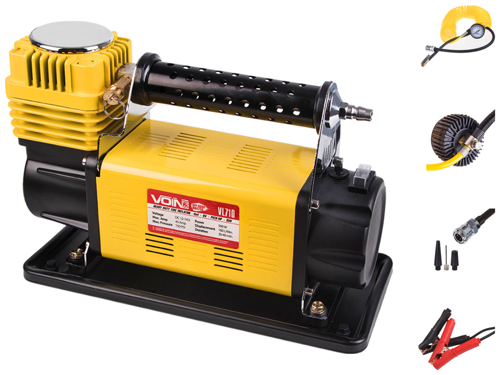 Компрессор автомобильный VOIN VL-710, OFF ROAD MASTER, 150psi, 45A, 160л, клеммы