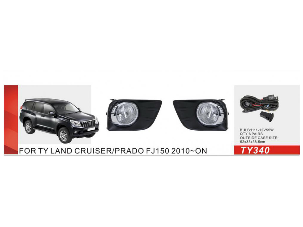 Фари додаткові DLAA TY-340, для Toyota Prado FJ150 (2010-2013), H11, 12V, 55W, з проводкою