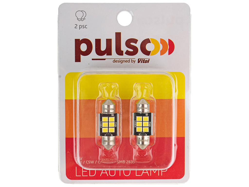 Лампа Pulso софитная LED C5W, 31мм, CANBUS, 9 SMD-2835, 12v, 2.9W, 315lm White (цена за 2шт) (LP-31C