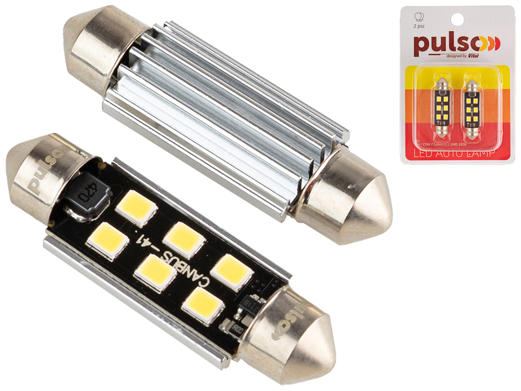 Лампа Pulso софітні LED C5W, 41мм, CANBUS/12 SMD-2835, 12v, 3,9W, 360lm White (ціна за 2шт) (LP-41C5