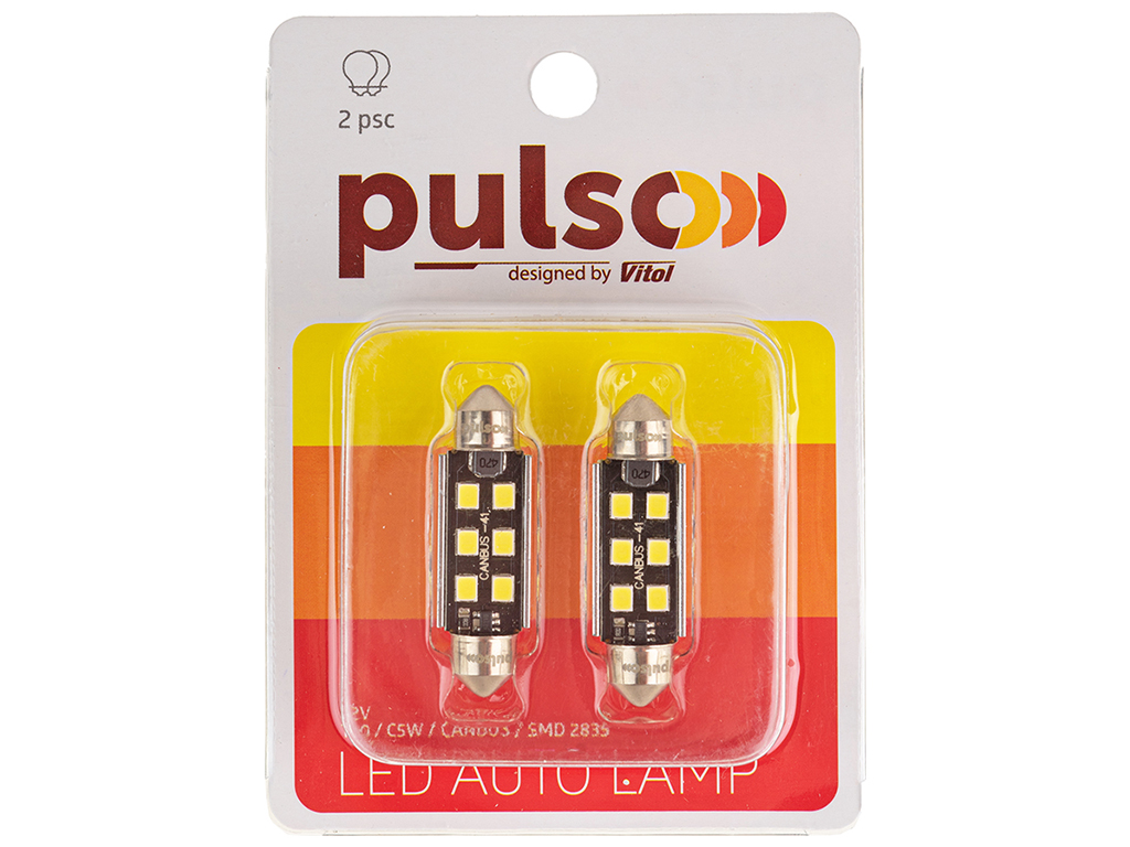 Лампа Pulso софітні LED C5W, 41мм, CANBUS/12 SMD-2835, 12v, 3,9W, 360lm White (ціна за 2шт) (LP-41C5