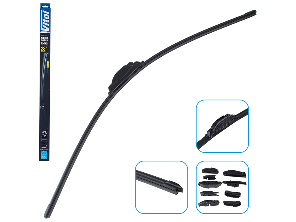 Щетка стеклоочистителя бескаркасная VITOL ULTRA 28", 70см, 9 адаптеров (VU-28700)