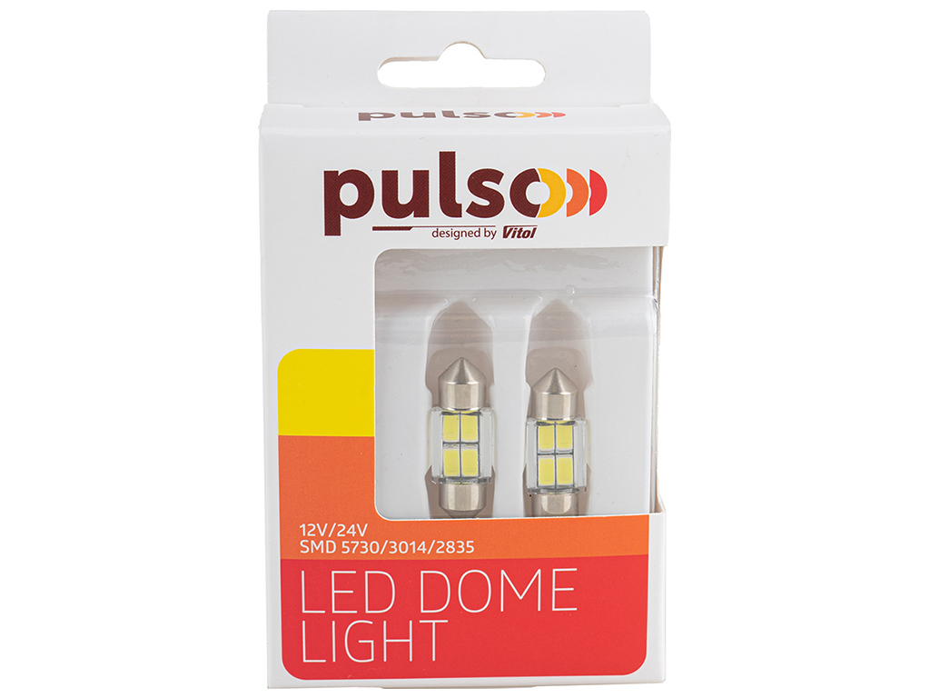 Лампа Pulso софитная LED SV8.5 T11x31мм, 4 SMD-5730, 9-18v, 130Lm (цена за 2шт) (LP-62031)