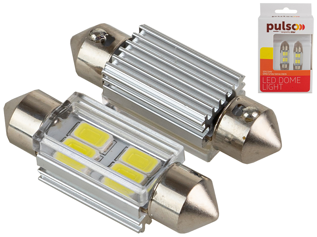 Лампа Pulso софитная LED SV8.5 T11x36мм, 4 SMD-5730, 9-18v, 130Lm (цена за 2шт) (LP-62036)