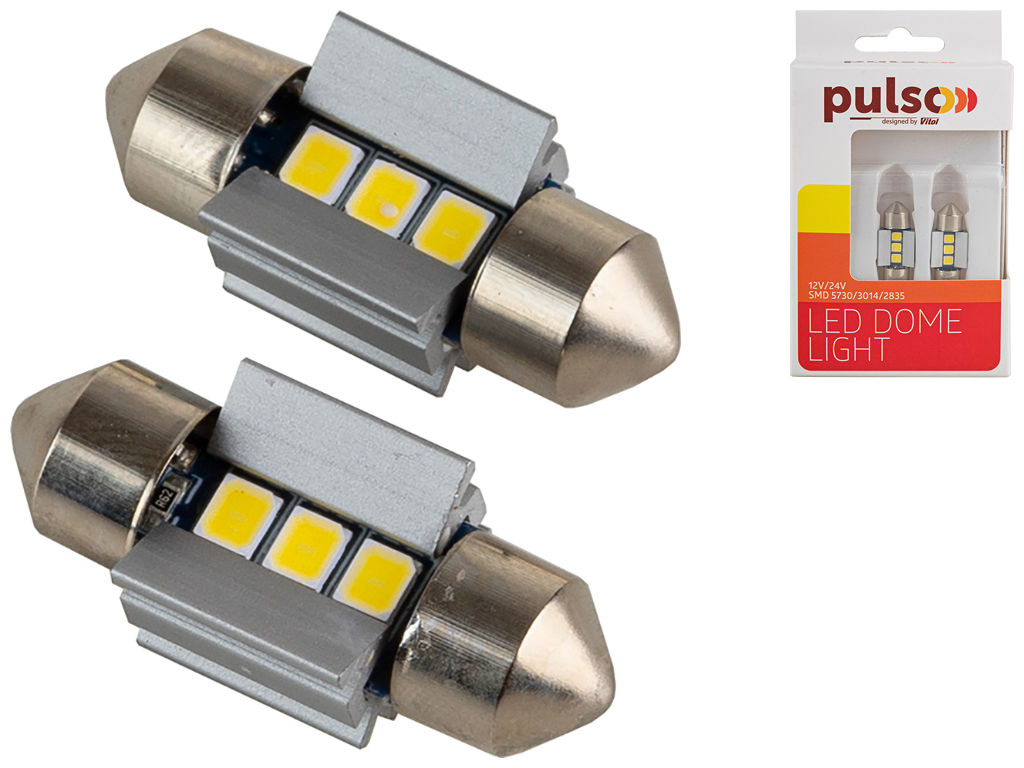 Лампа Pulso софитные LED SV8.5/T, 11x28мм, 3 SMD-2835, 9-18v, 210Lm (цена за 2шт) (LP-66028)