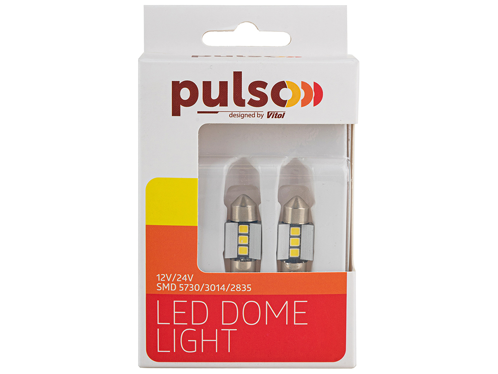 Лампа Pulso софитные LED SV8.5/T, 11x28мм, 3 SMD-2835, 9-18v, 210Lm (цена за 2шт) (LP-66028)