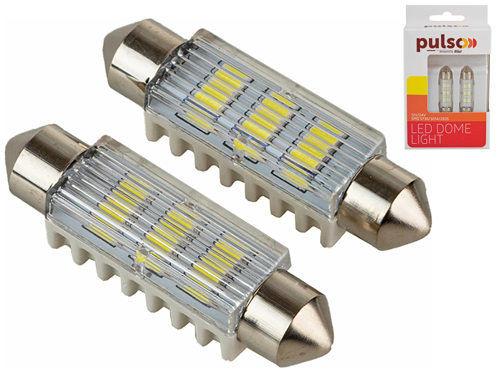 Лампа Pulso софитная LED SV8.5 T11x41мм, 6 SMD-5730, 9-18v, 100Lm (цена за 2шт) (LP-64041)