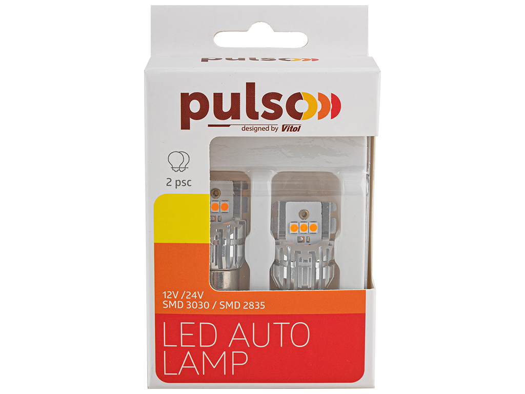 Лампа Pulso габаритные LED 1156/BAU15s/6SMD-2835, 9-32v, 1050lm (цена за 2шт) (LP-66156A)