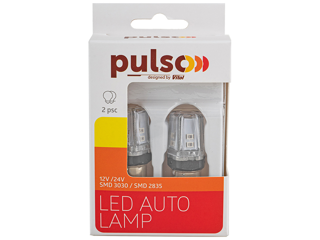 Лампа Pulso габаритные LED 1157/BAZ15d/12SMD-2835, 9-36v, 120/50lm (цена за 2шт) (LP-66157R)