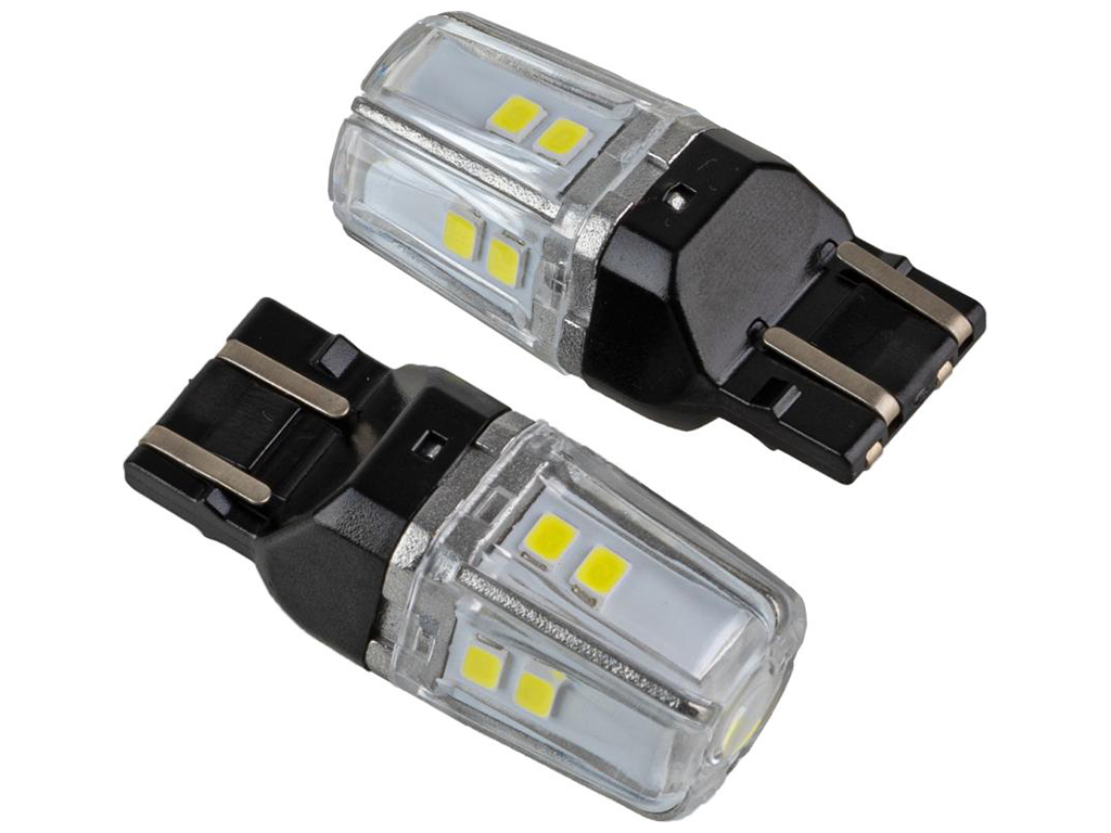 Лампа Pulso габаритные LED 7443/W3x16q/12SMD-2835, 2контакта, 9-36v, 550/100lm WHITE (цена за 2шт) (